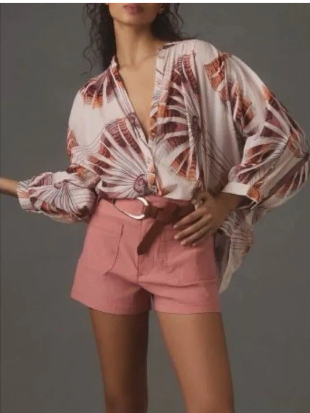 NWT Anthropologie Maeve Colette Pink Linen Blend Utility Shorts Size 32